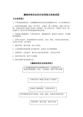 癫痫持续状态的应急预案及抢救流程