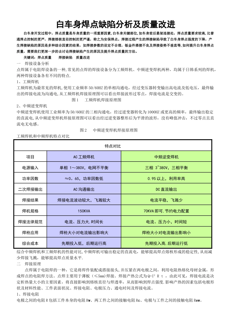 白车身焊点缺陷分析及质量改进_第1页