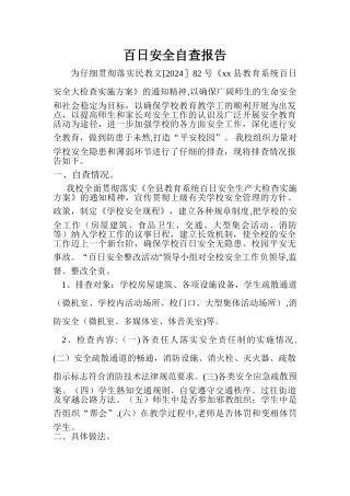 百日安全自查报告