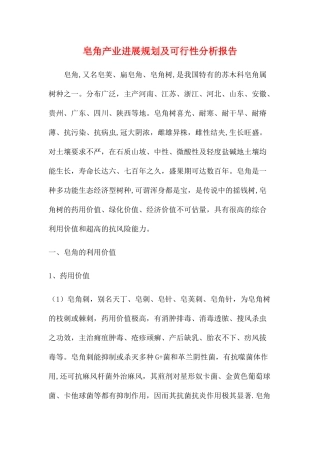 皂角产业发展规划及可行性分析报告