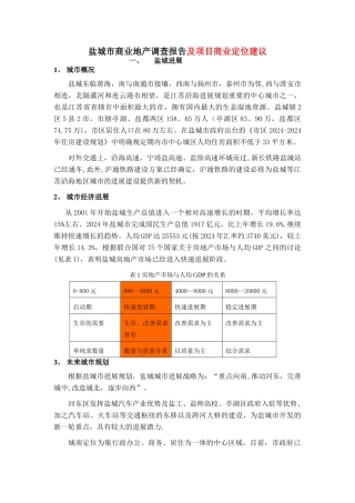 盐城市商业地产调查报告及项目商业定位建议