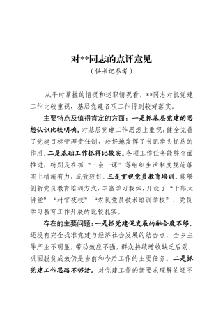 组织：书记述职评议点评意见