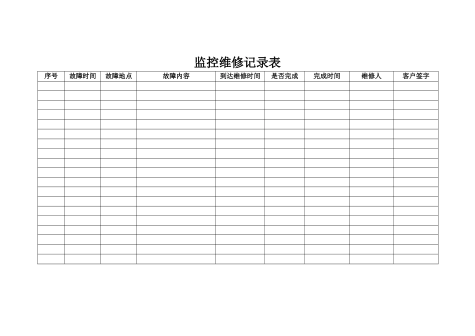 监控维修记录表_第1页