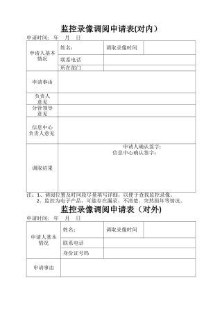 监控调阅申请表