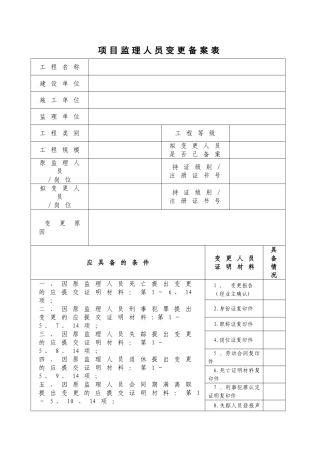 监理人员变更表
