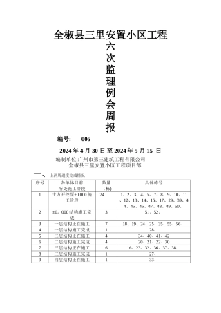 监理例会施工周报