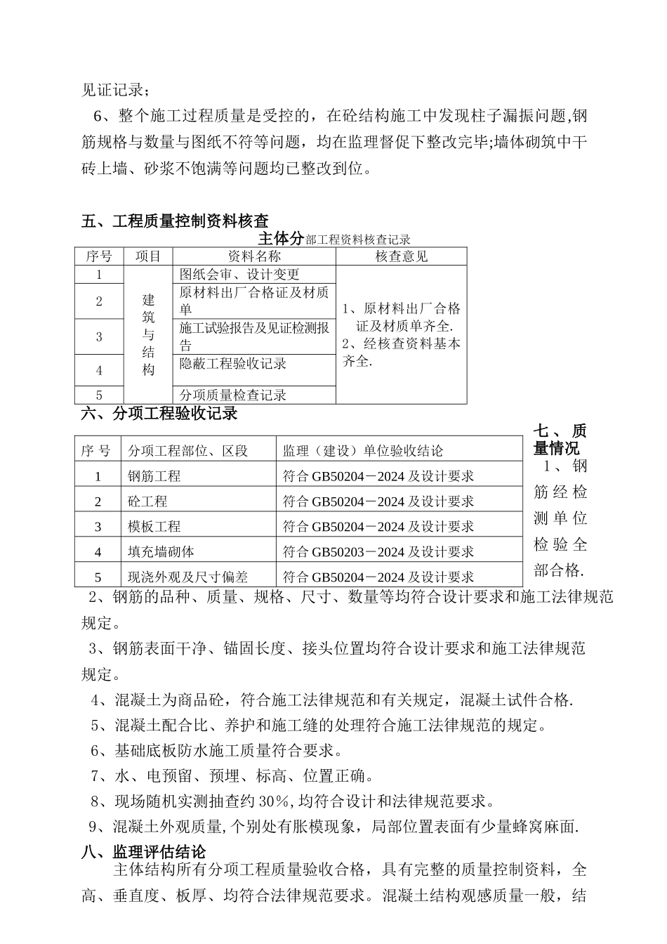 监理单位主体质量评估报告_第3页