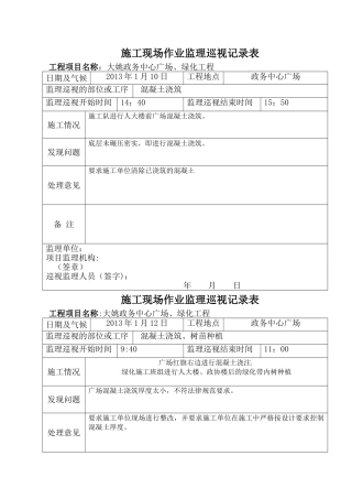 监理巡视记录表