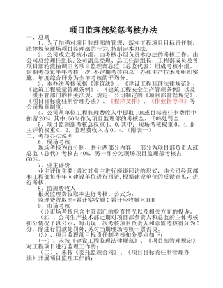监理机构奖惩考核办法