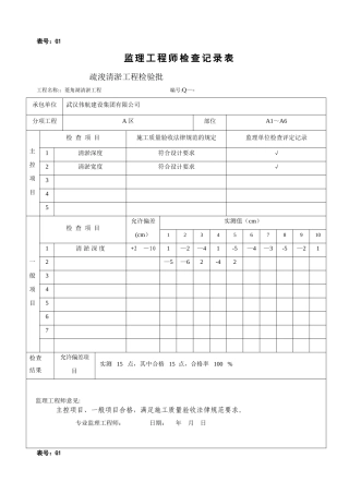 监理检验批记录表-清淤