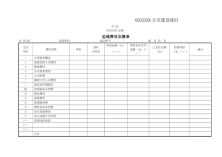 监理费用决算表