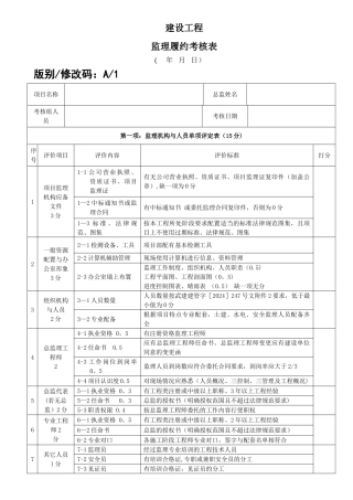 监理项目履约考核表