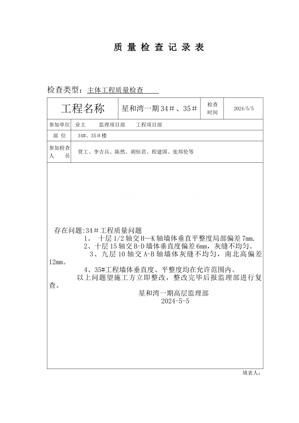 监理项目部定期安全检查记录表_第2页