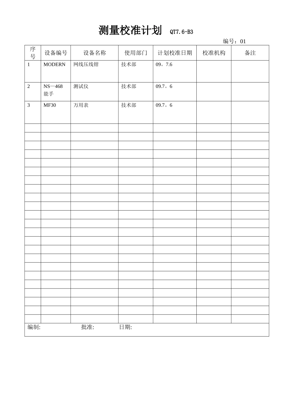 监视测量设备一览表_第2页