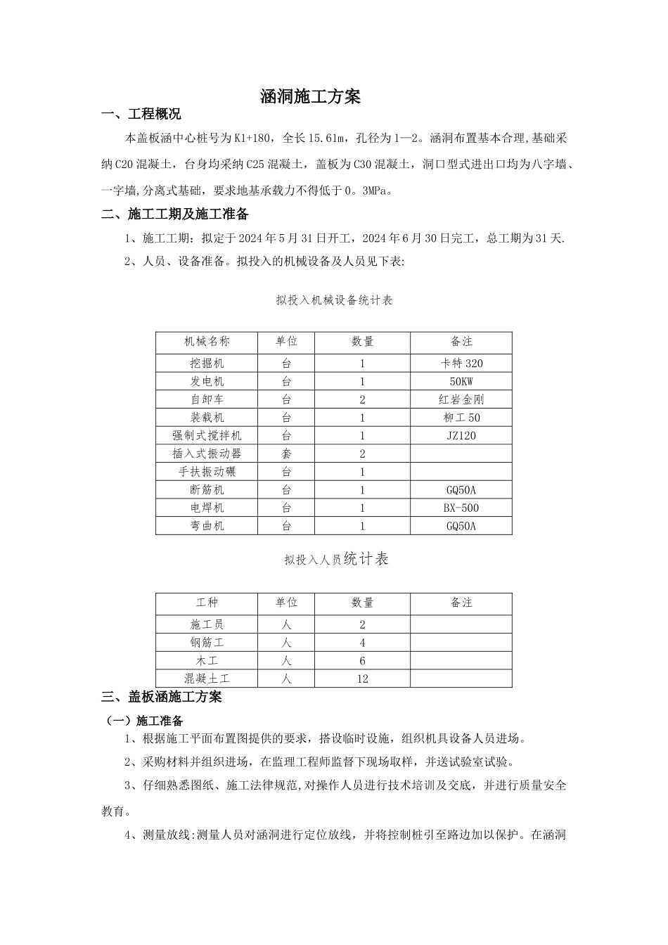 盖板涵施工方案05415_第1页