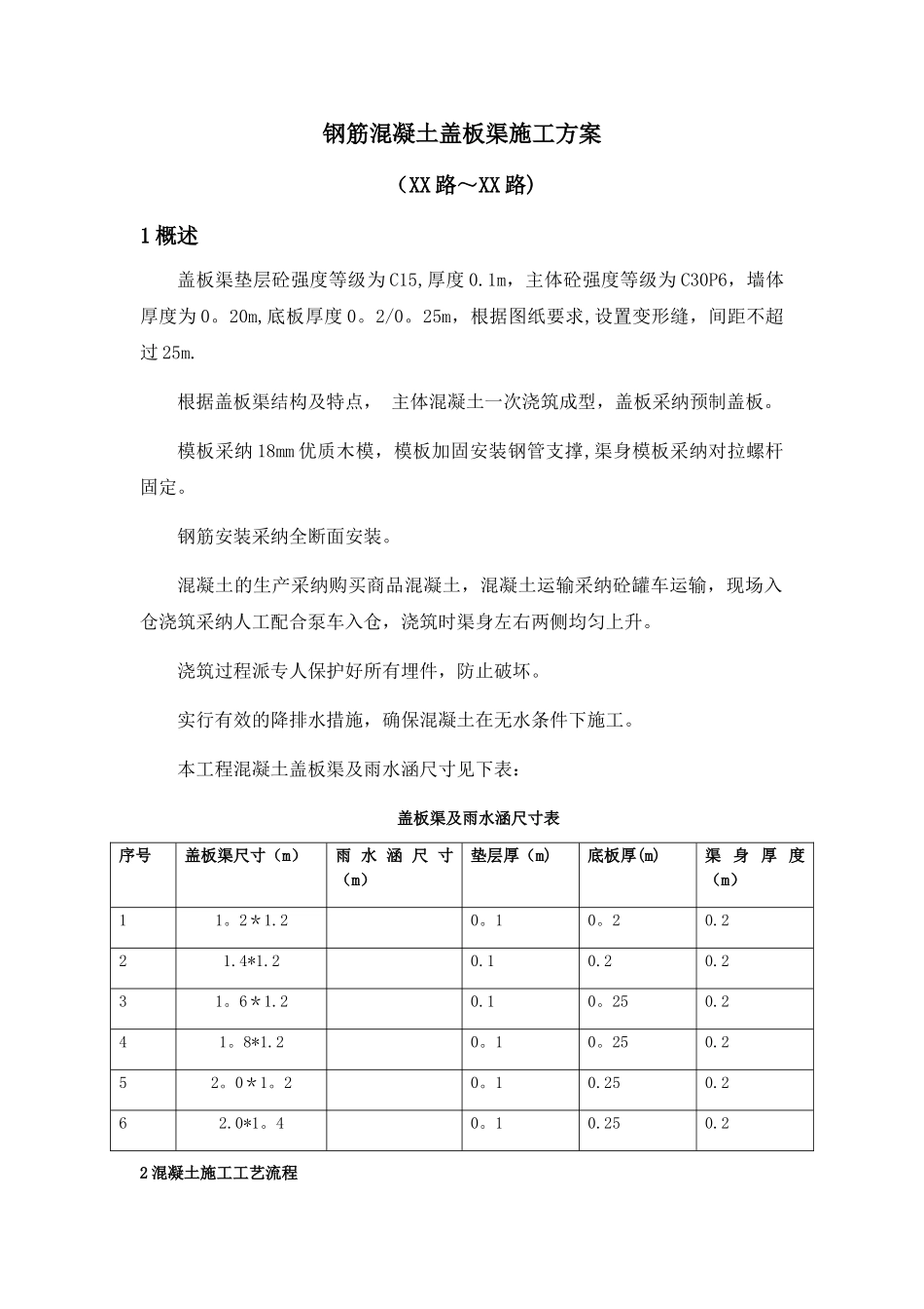 盖板渠施工方案_第1页