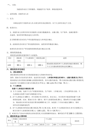 直接员工绩效奖管理办法