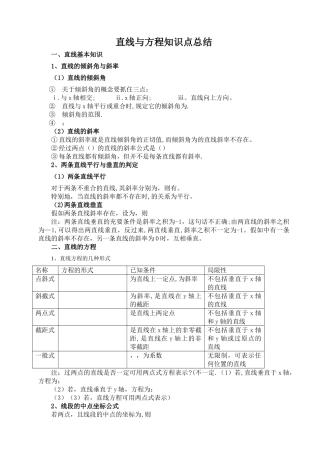 直线与方程知识点总结
