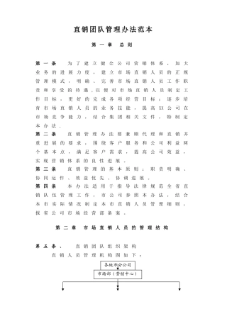 直销团队管理办法范本