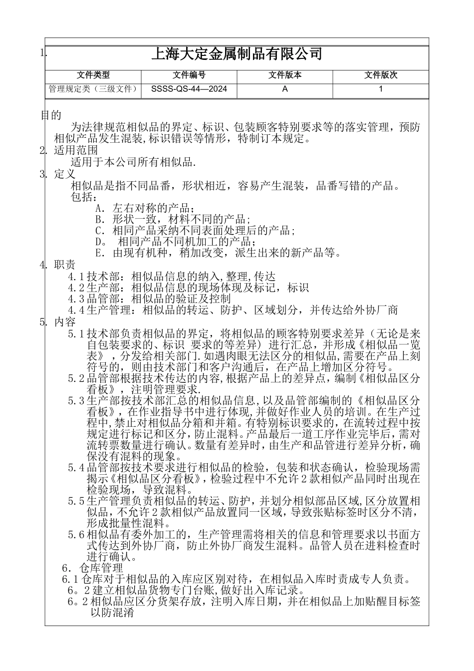 相似品管理规定_第1页