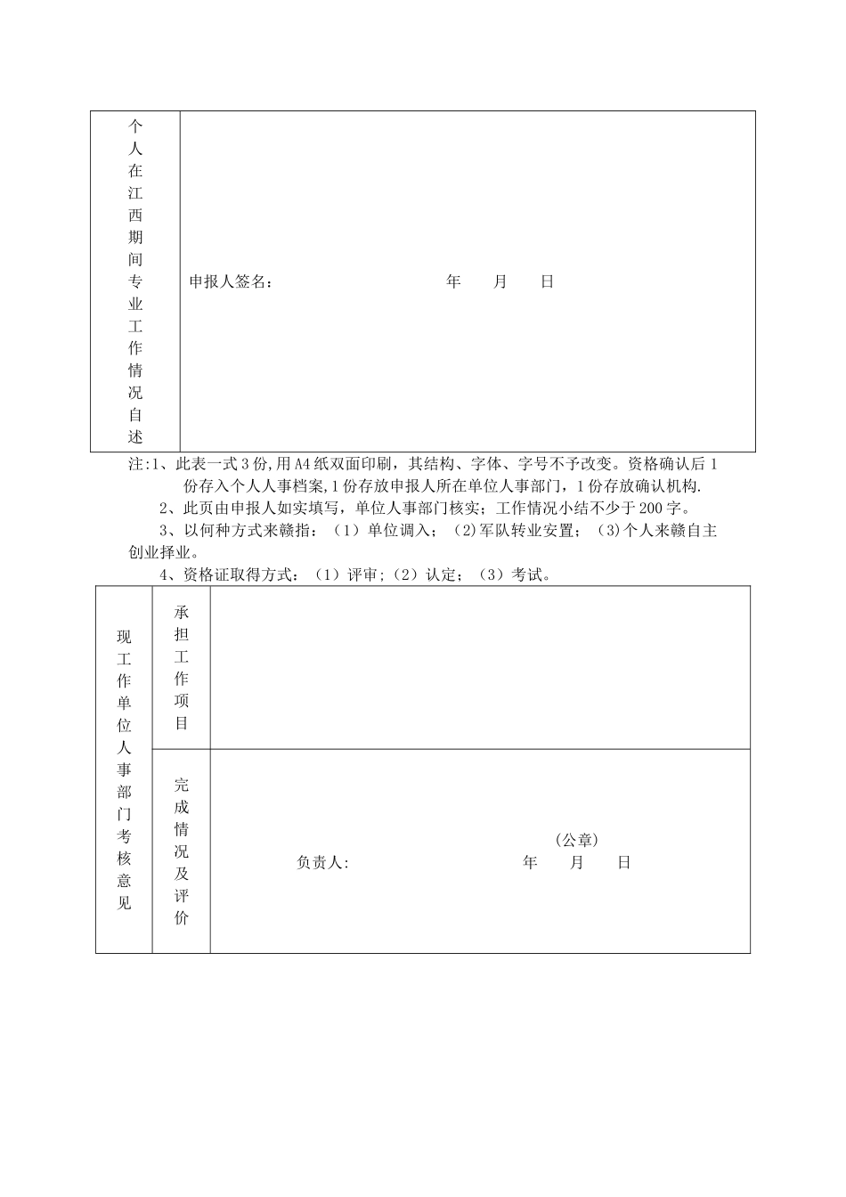 省外来赣人员专业技术资格确认申报表_第2页