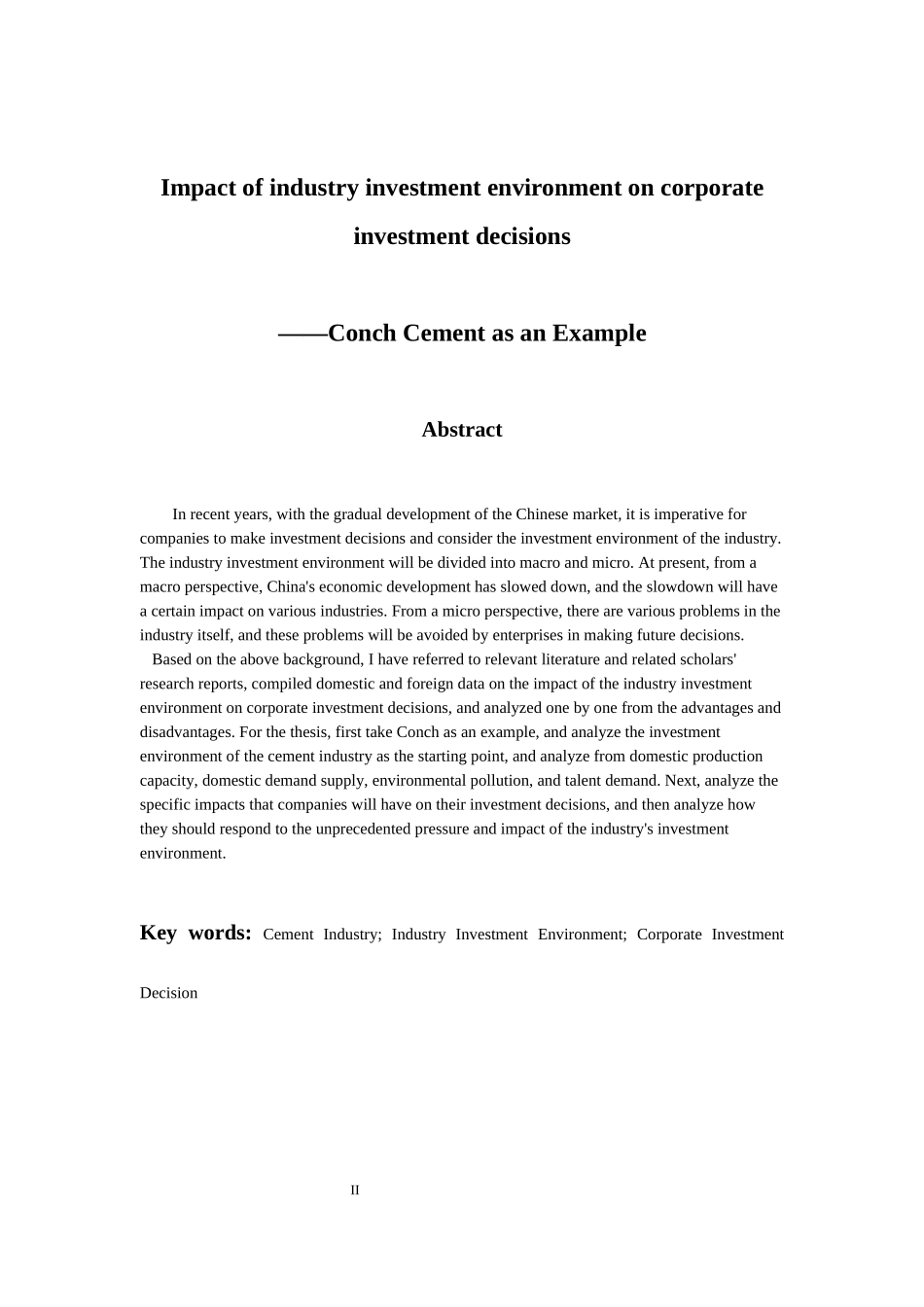 行业投资环境对企业投资决策的影响—海螺水泥为例  会计财务管理专业_第2页