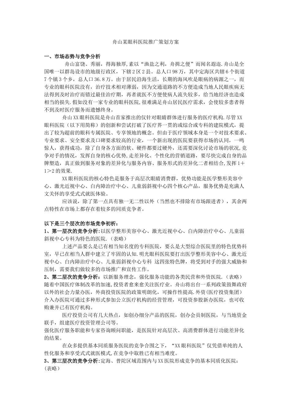 眼科医院广告推广策划方案_第1页