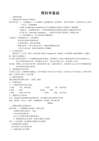 眼科学重点总结人卫第八版