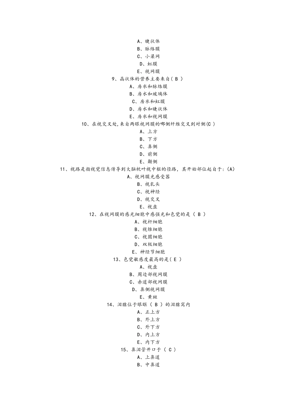 眼科考试试题及答案解析_第2页