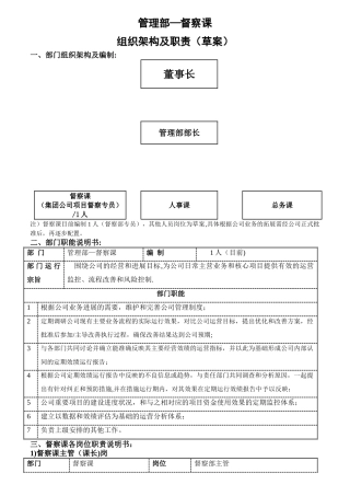 督察部岗位职责及组织架构
