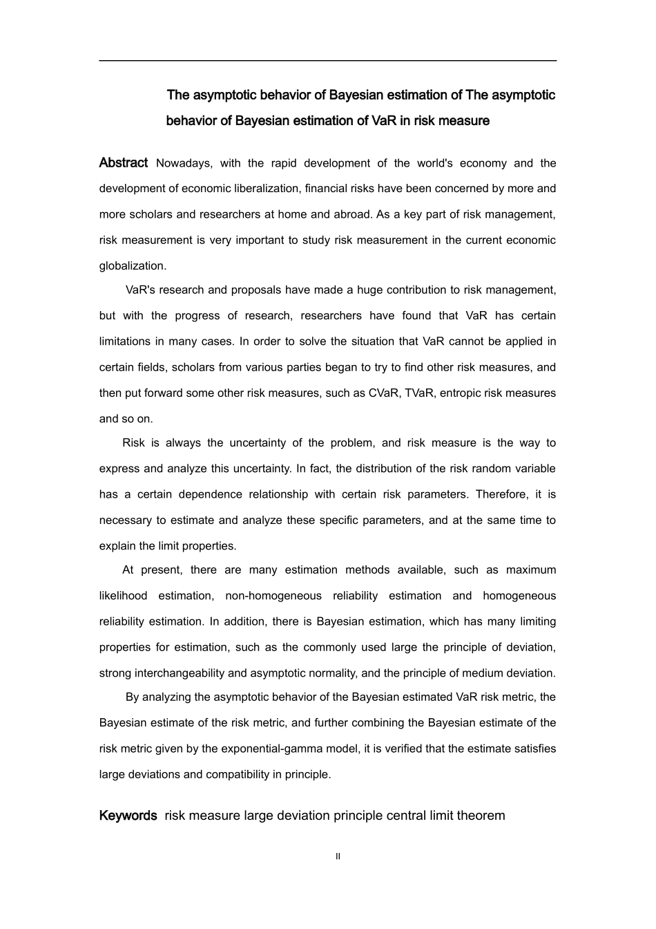信息与计算科学-风险度量Var贝叶斯估计的渐近行为论文_第2页