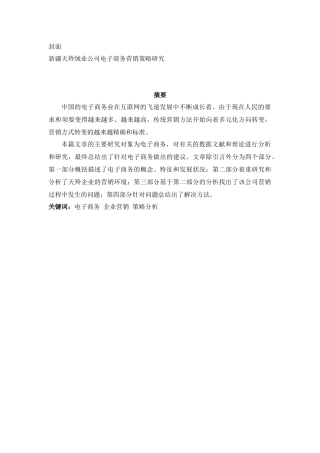 新疆天羚绒业公司电子商务营销策略研究1