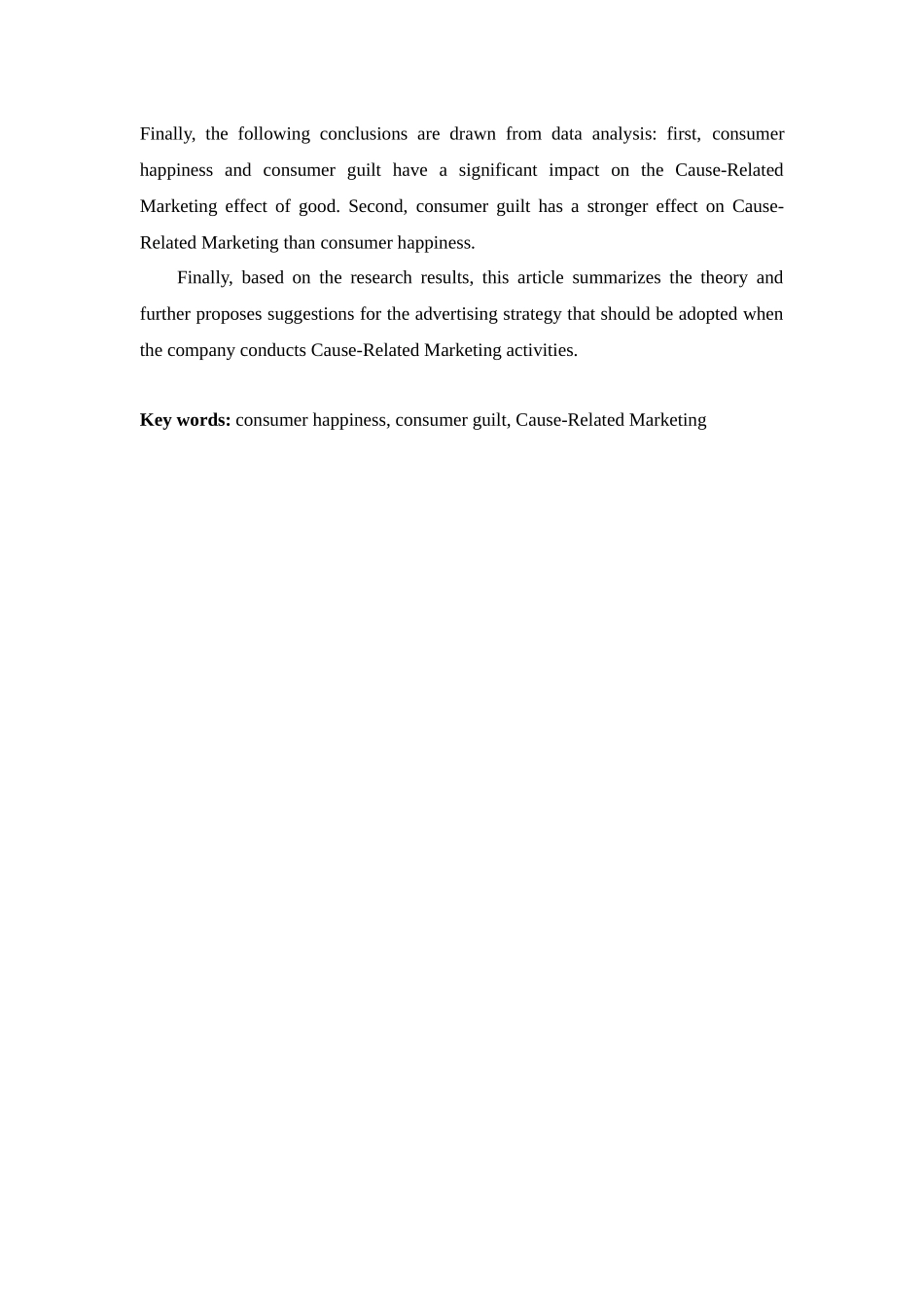 幸福感与罪恶感双因素对事业关联营销的影响研究  法学专业_第3页