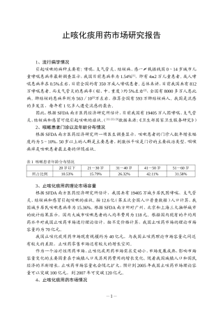 止咳化痰用药市场研究报告