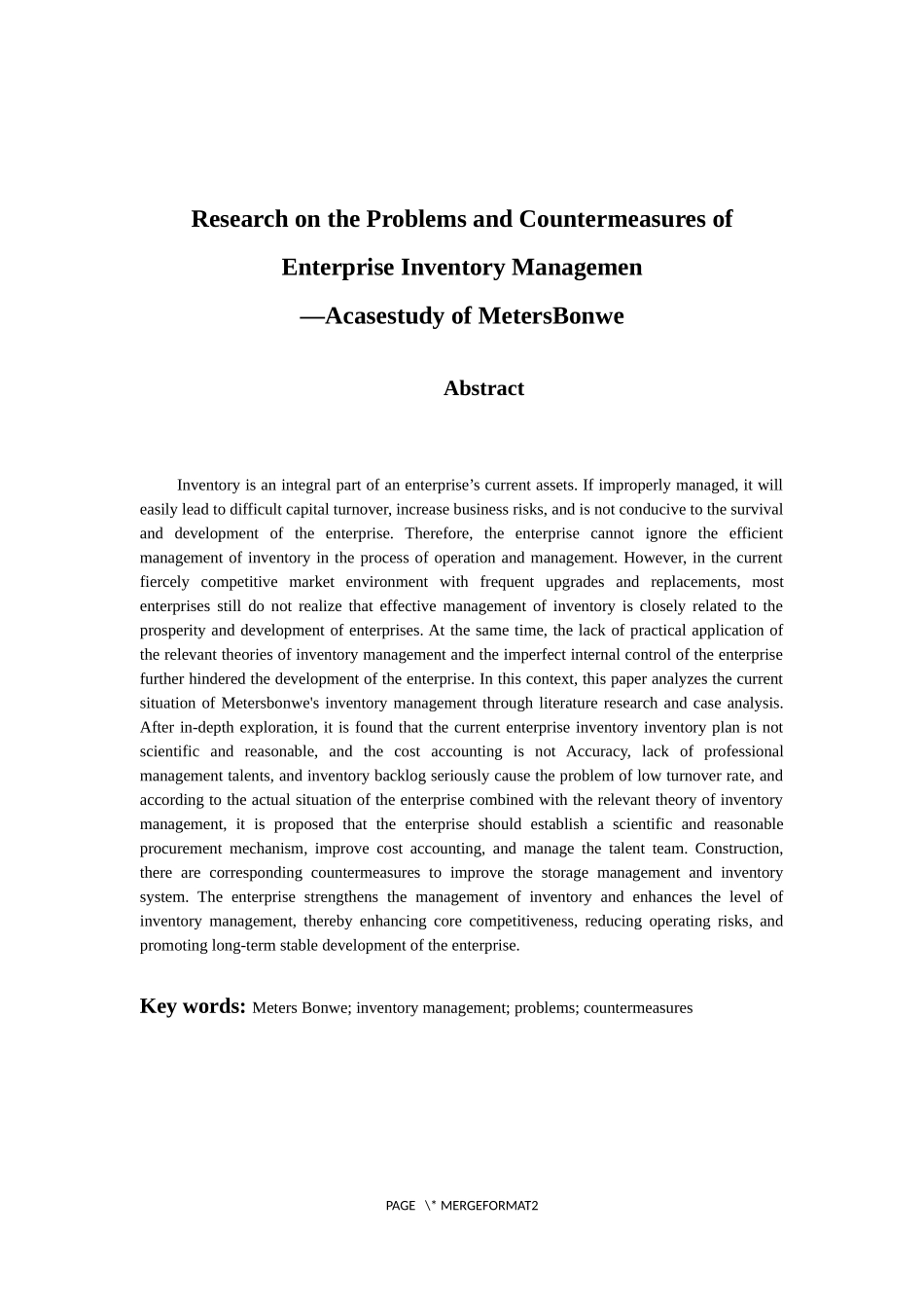 物流管理专业 企业存货管理存在的问题与对策研究——以美特斯邦威为例_第2页