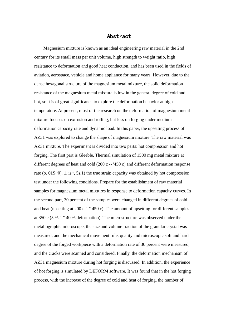 旋锻制备AZ31镁合金组织及力学性能研究论文设计_第3页