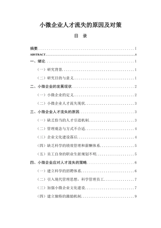 小微企业人才流失的原因及对策    人力资源管理专业