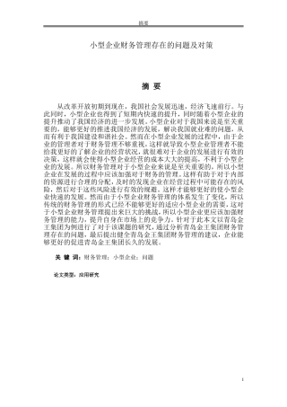 小型企业财务管理存在的问题及对策