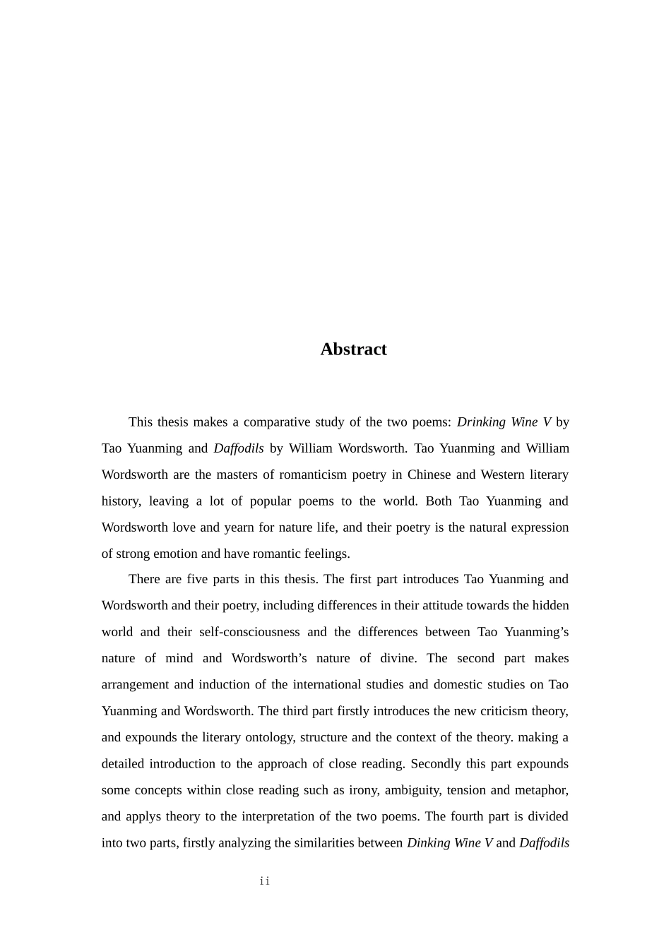 陶渊明诗歌《饮酒（其五）》与华兹华斯诗歌《咏水仙》对比研究英语论文_第2页
