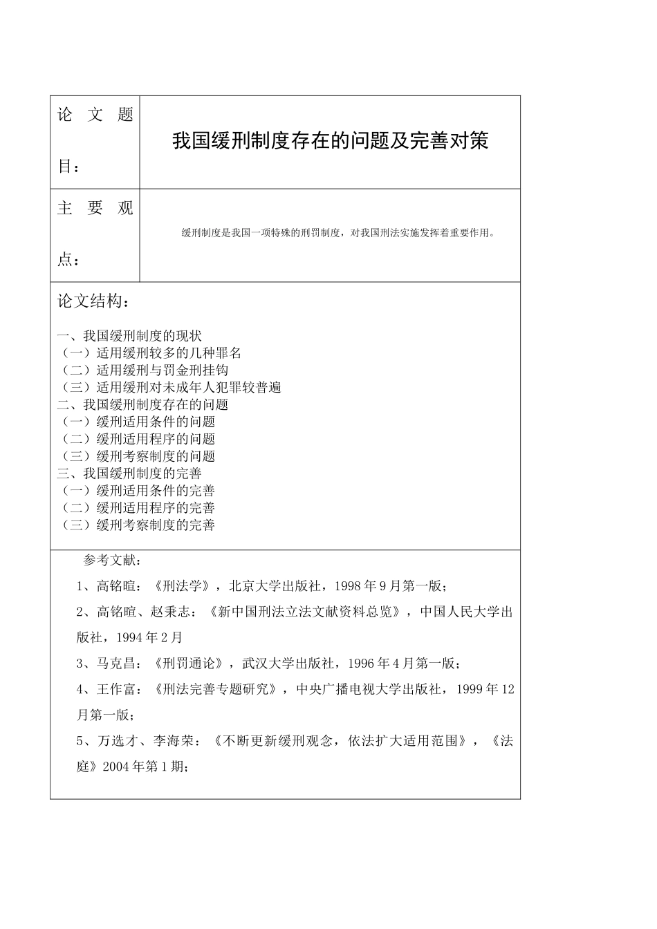 我国缓刑制度存在的问题及完善对策_第1页