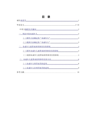 未成年人刑事责任研究  法学专业