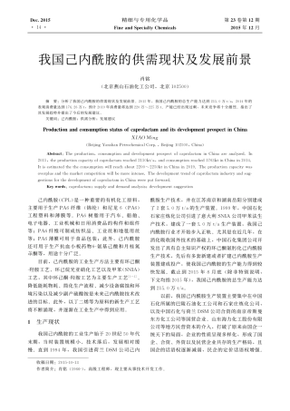 我国己内酰胺的供需现状及发展前景