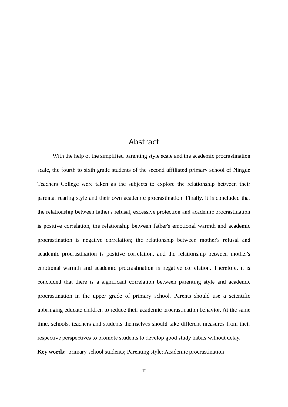 小学教育-小学高年级学生父母教养方式与学业拖延的关系的探究论文_第2页