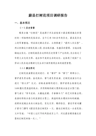 蔚县打树花项目调研报告