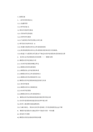 中国农村养老保险制度研究+提纲论文