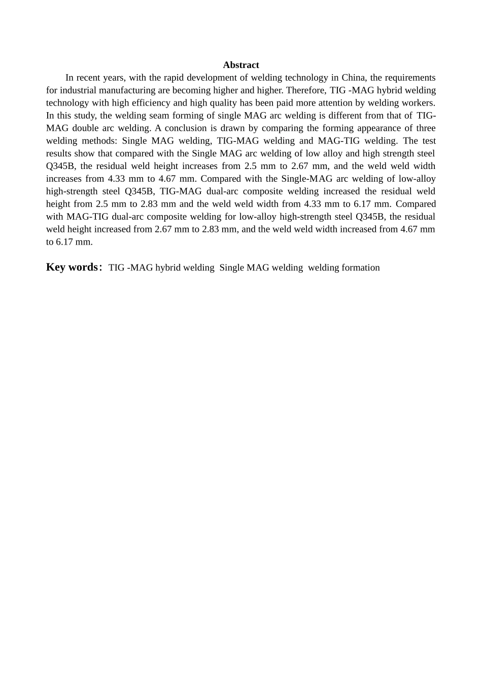 双电弧复合焊与单mag焊接成形对比论文设计_第2页