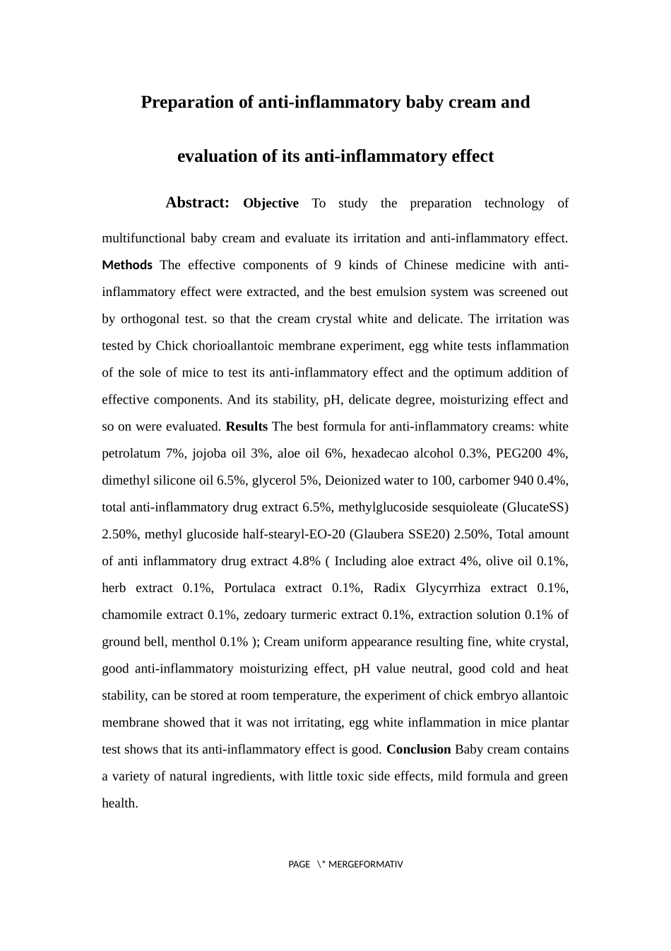 消炎宝宝霜制备及抗炎效果评价  中药学专业_第3页