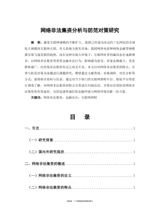 网络非法集资研究
