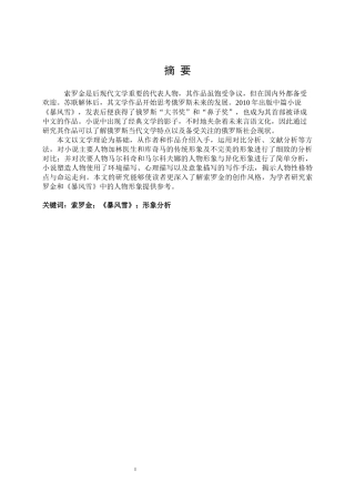 索罗金《暴风雪》中的人物形象分析目录