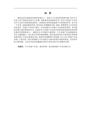 泰山房地产企业报表分析